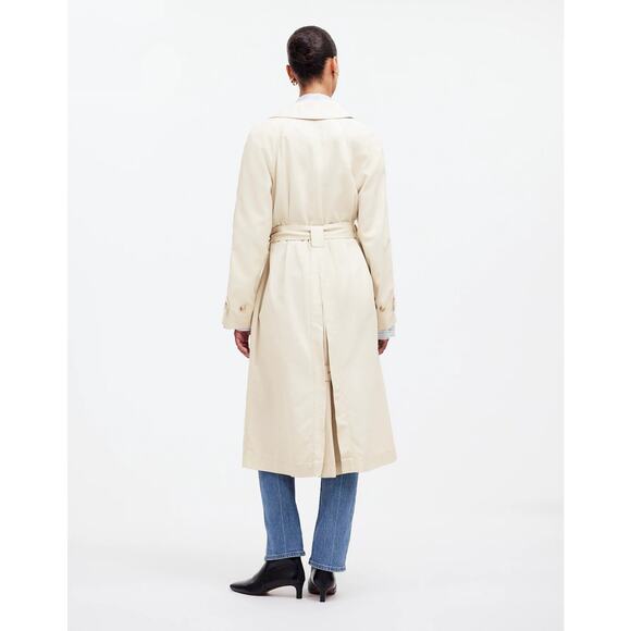 NWT Madewell Women's Belted Trench Coat in Drapey Twill Muted Stone Size XXS - Picture 16 of 16
